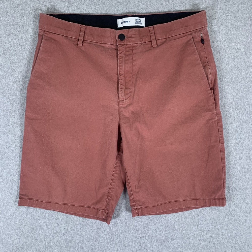 Old Navy Ultimate Tech Slim Shorts Mens 33 Rose Clay Built-In Flex Flat Front - Picture 2 of 14